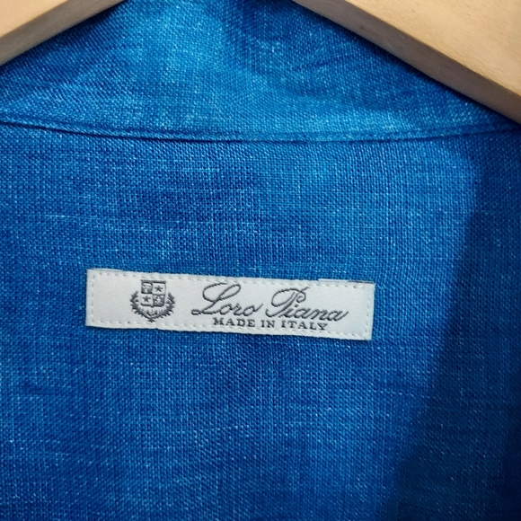Loro Piana Blue Long Sleeve Button Down - Picture 8 of 13